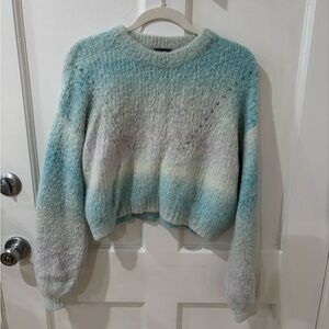 Wild Fable Fuzzy Knit Sweater - Blue and White